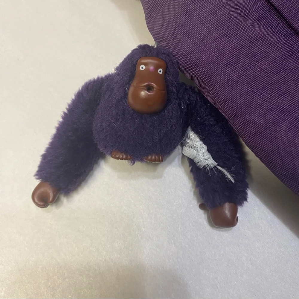 Kipling Belammie Hobo Crossbody Bag Purse Purple Gorilla Keychain
